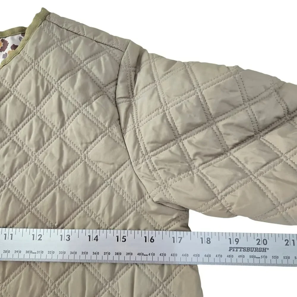 Minimalist Cozy Kidcore Soft Outdoorsy Crewcuts Quilted Jacket Leopard Lining M